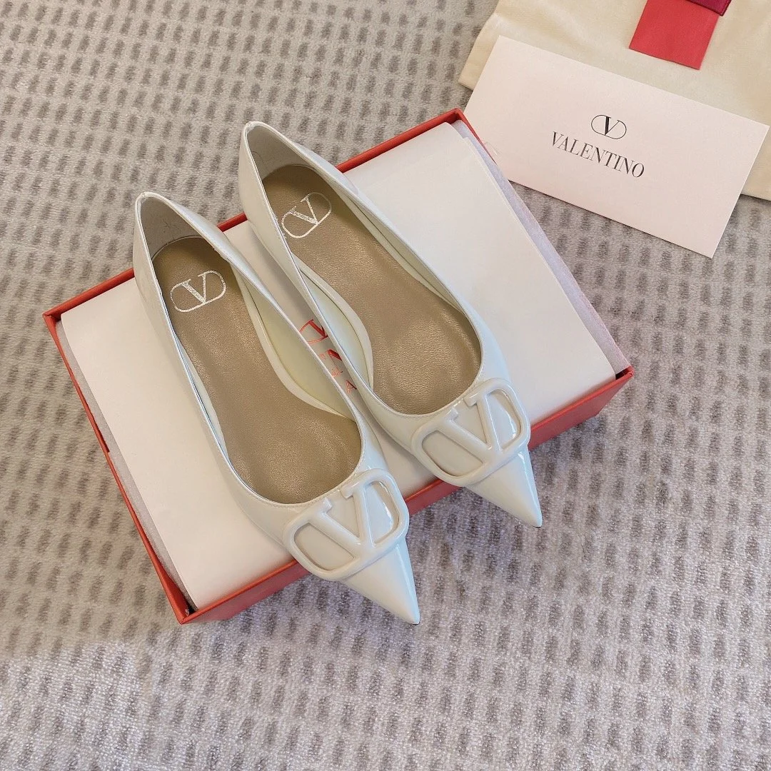 Valentino Women White Patent Leather Pointed Flats product view 1