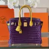 Hermès Birkin 30 Purple/Gold Crocodile Leather Gold Hardware – Custom Made Bag product view 7