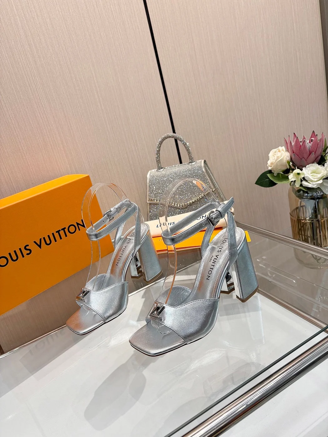 Louis Vuitton Women Silver Leather Heels product view 2