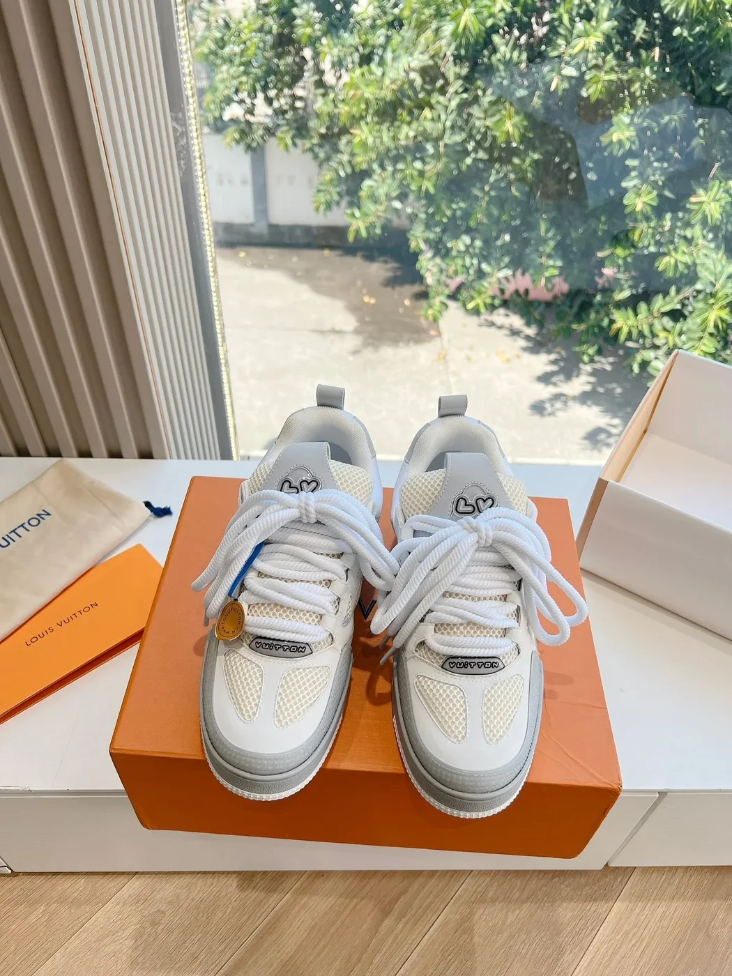 Louis Vuitton Women White Mesh And Leather Sneakers product view 5