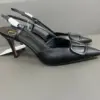 Valentino Women Black Leather Pointed Slingback Pumps product view 5