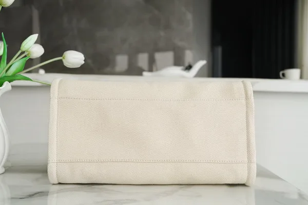 Chanel Tote Bag 39 Attached Pearl Logo In Beige Canvas Gold Hardware product view 7