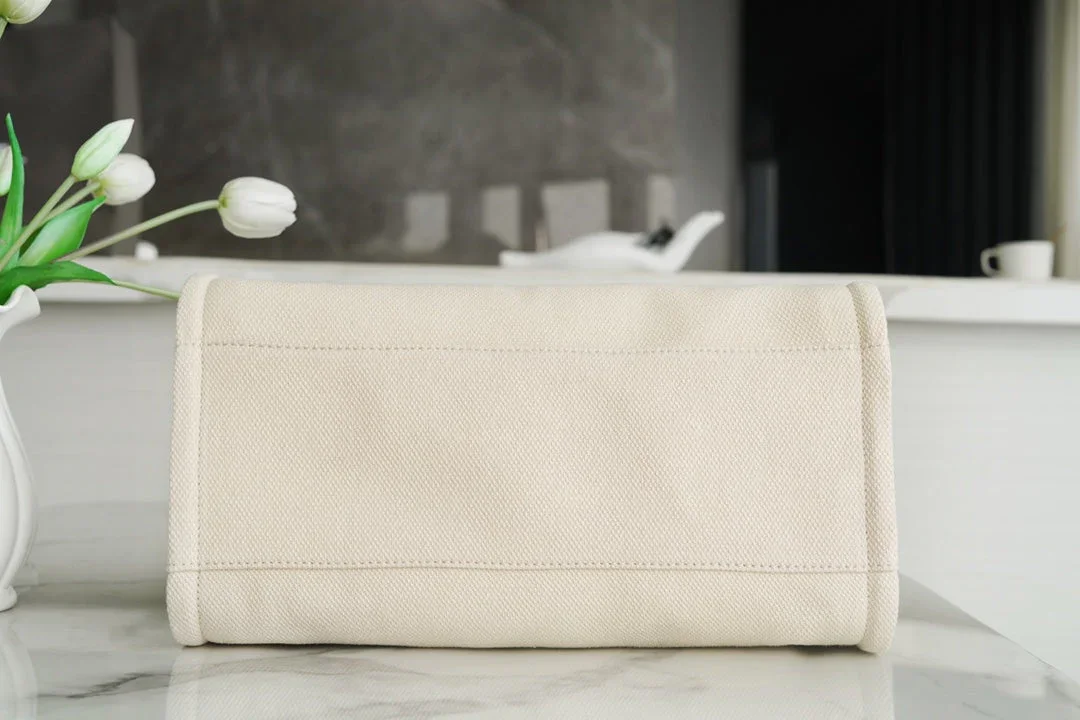 Chanel Tote Bag 39 Attached Pearl Logo In Beige Canvas Gold Hardware product view 7