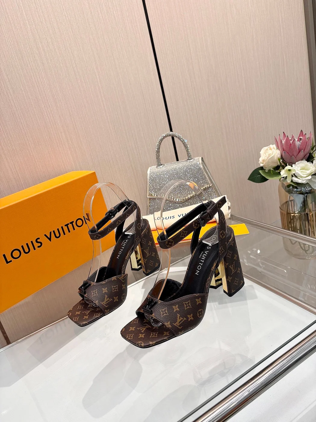 Louis Vuitton Women Brown Monogram Canvas Heels product view 2