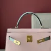 Hermès Kelly 25 Rose Sakura  Gris Perle Chèvre Epsom Leather Gold Hardware Bag product view 3