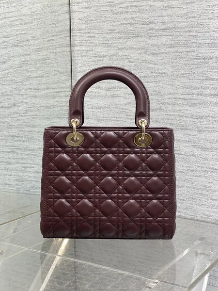 Dior Medium Lady Bag 24 In Burgundy Gold Hardware product view 2