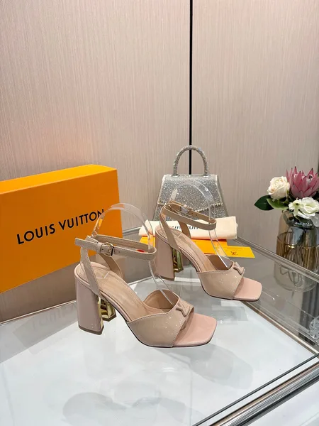 Louis Vuitton Women Nude Patent Leather Block Heels product view 1