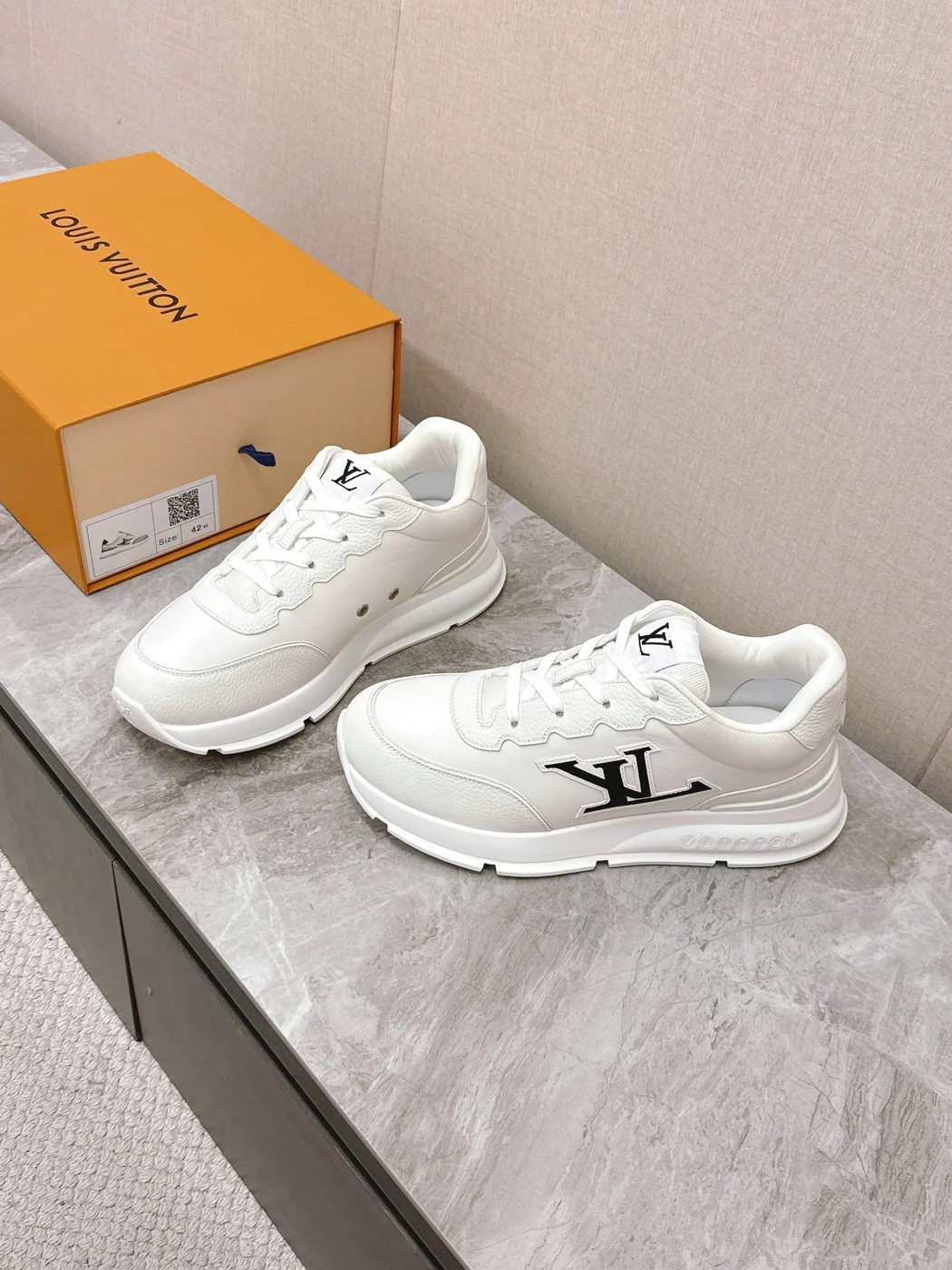 Louis Vuitton Women White Leather Sneakers product view 3