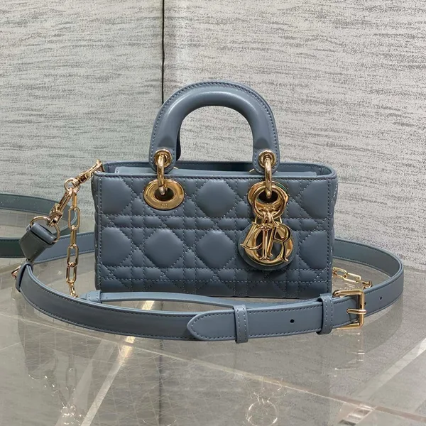 Dior Small Lady D‑Joy Bag 19 In Steel Blue Gray Gold Hardware product view 1