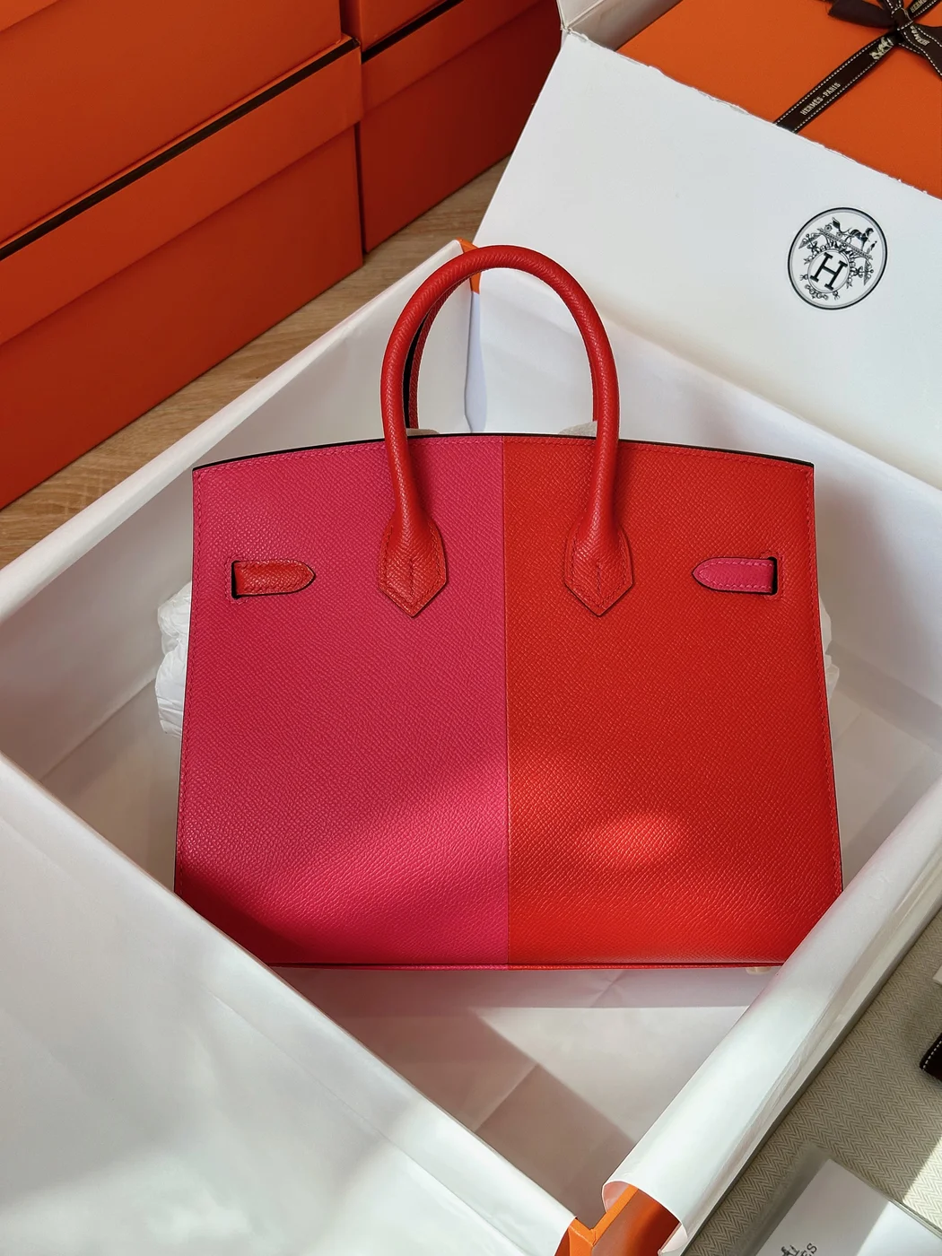 Hermès Birkin 25 Pink/Red Epson Leather Gold Hardware Bag product view 3