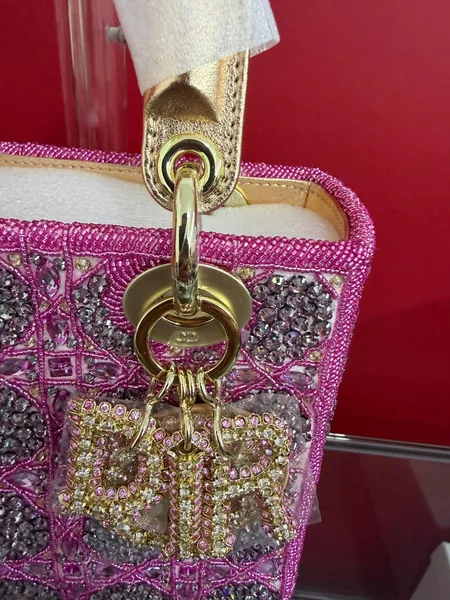 Dior Lady  Bag Metallic Calfskin  Satin with Rose Des Vent product view 7