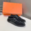 Hermès Women Black Mesh Leather Sneakers product view 3