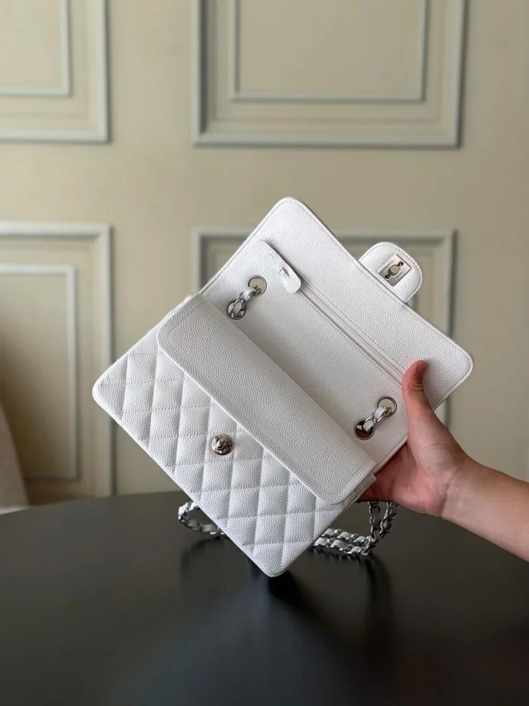 Chanel Classic Flap caviar Silver hardware Bag product view 6