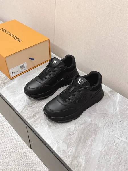 Louis Vuitton Women Black Leather Sneakers product photo