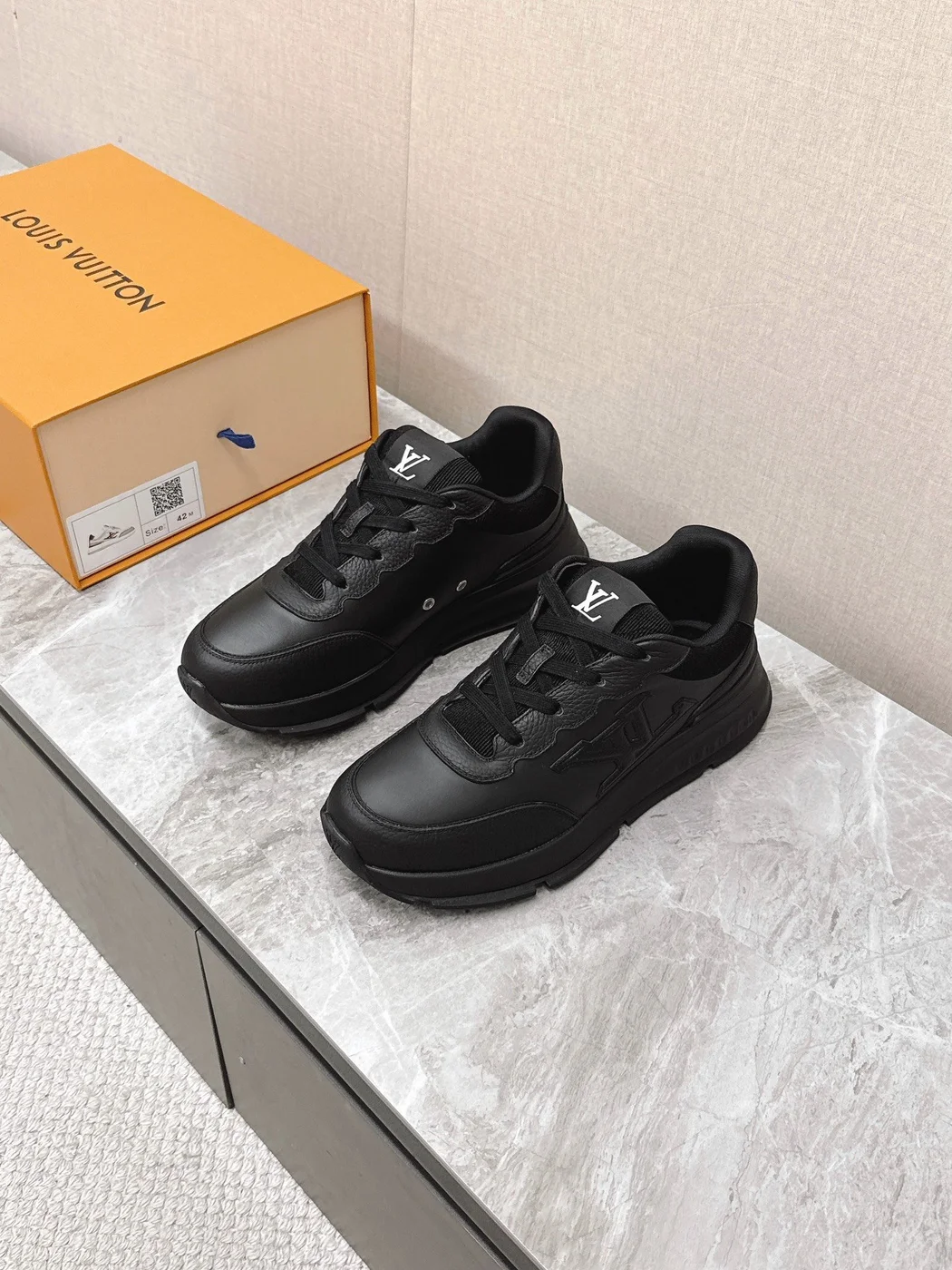 Louis Vuitton Women Black Leather Sneakers product view 1