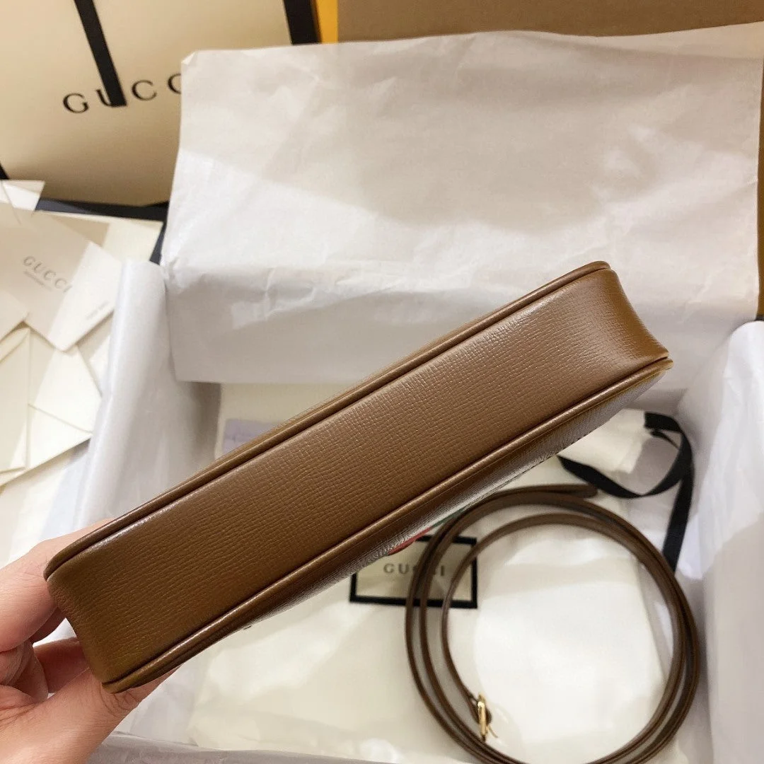 Gucci Jackie 1961 Small 28 Shoulder Bag In Beige Canvas And Brown Calfskin product view 6