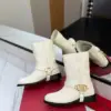 Valentino Women White Leather Mid-Calf Boots product view 2