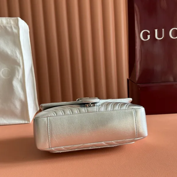 Gucci GG Marmont Bag 26 In Silver Lambskin product view 3