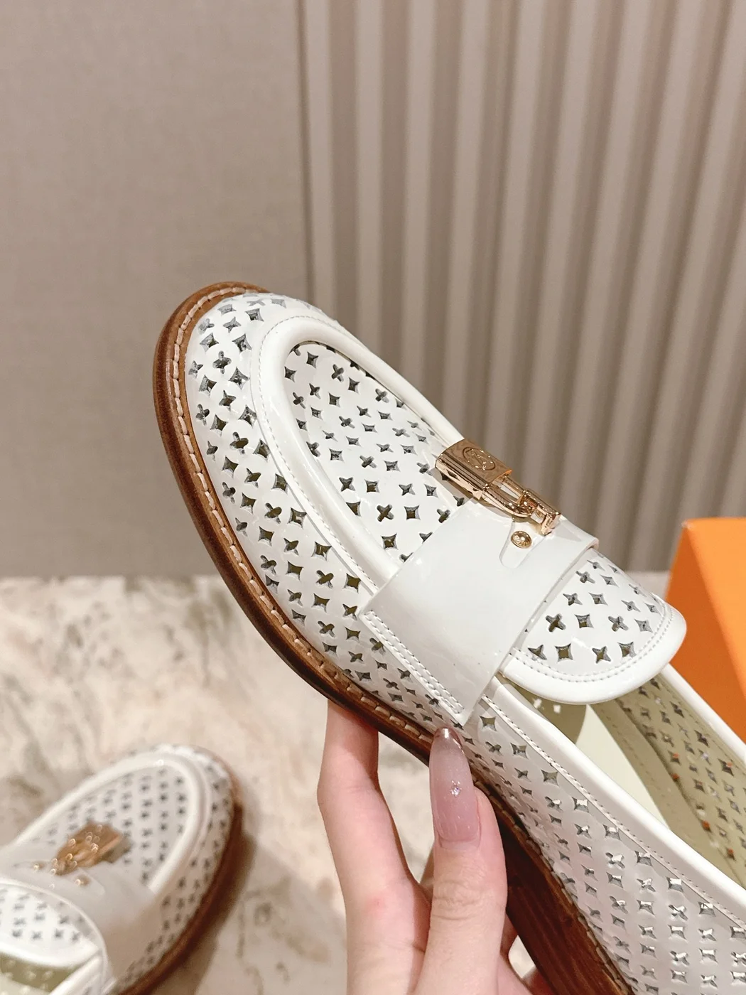 Louis Vuitton Women White Leather Loafers product view 6