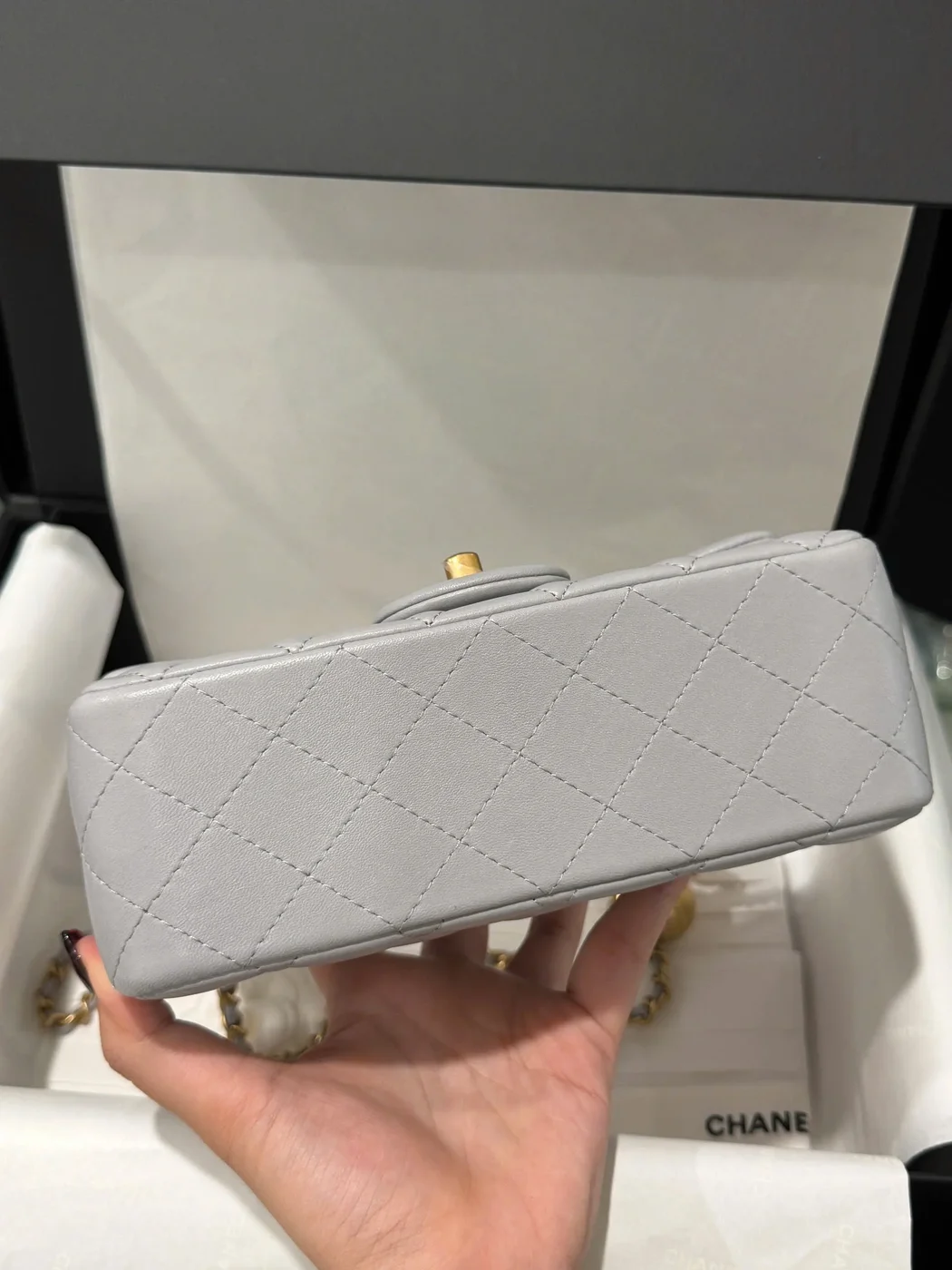 Chanel Classic Flap Mini Grey Gold Hardware 20 cm Bag product view 5