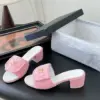 Chanel Women Pink Tweed Slides product view 2