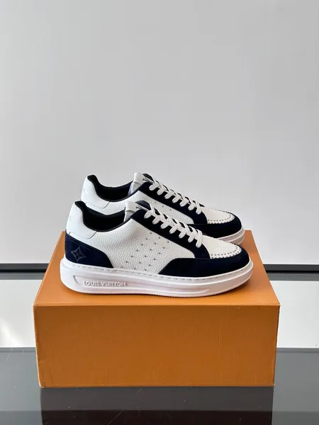 Louis Vuitton Men White Leather Suede Sneakers product photo