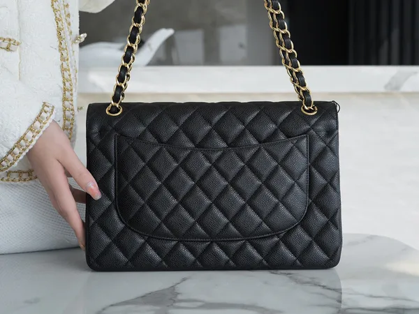 Chanel Flap Bag Jumbo 30 cm Gold Hardware Black Caviar product view 5