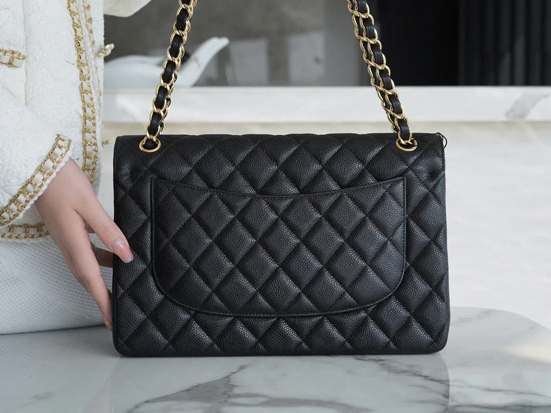 Chanel Flap Bag Jumbo 30 cm Gold Hardware Black Caviar product view 5