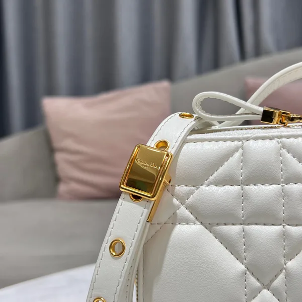 Dior Plaid Handbag Smooth White Leather 18 cm product view 7