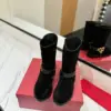 Valentino Women Black Suede Leather Strap Boots product view 4