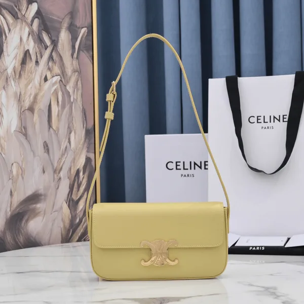 Celine Triomphe Handbag Bright Yellow Smooth Leather 20x12cm product view 1