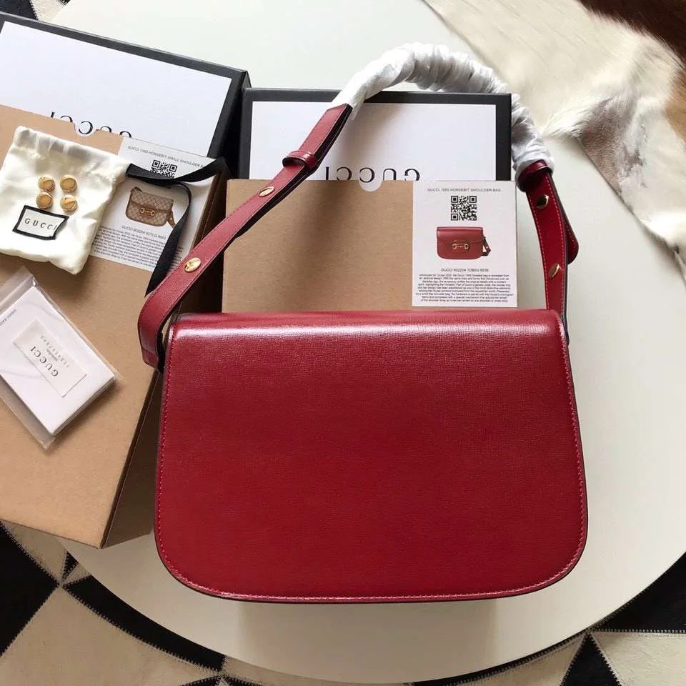 Gucci 1955 Horsebit Women’s Handbag Smooth Red Leather 25 cm product view 4