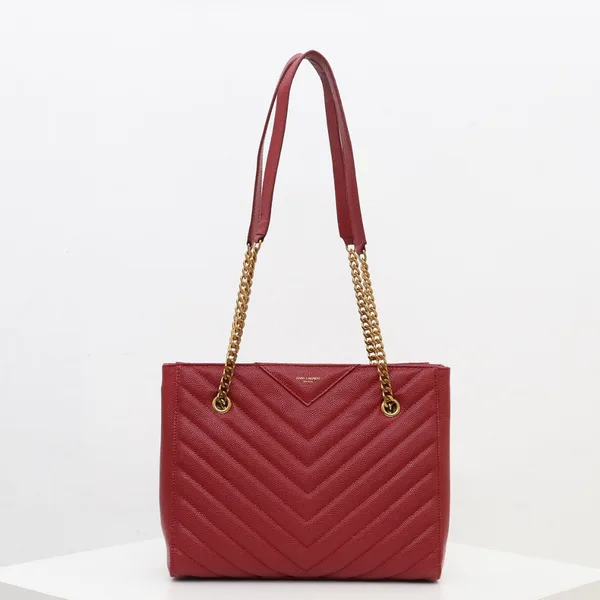 Saint Laurent Tribeca shoulder bag in burgundy leather product photo