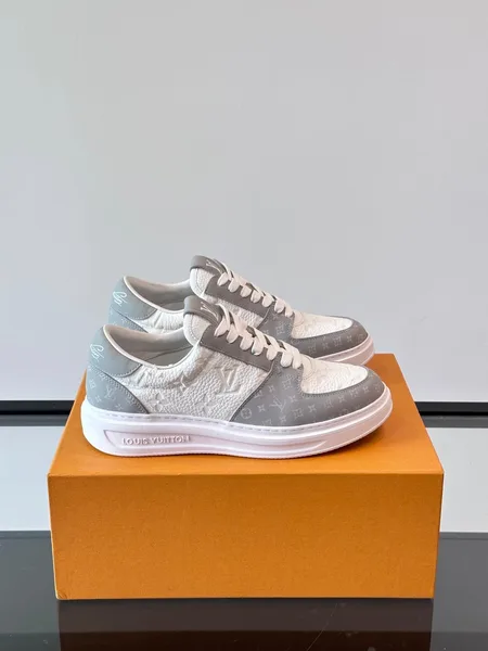 Louis Vuitton Men White Gray Leather Sneakers product view 1