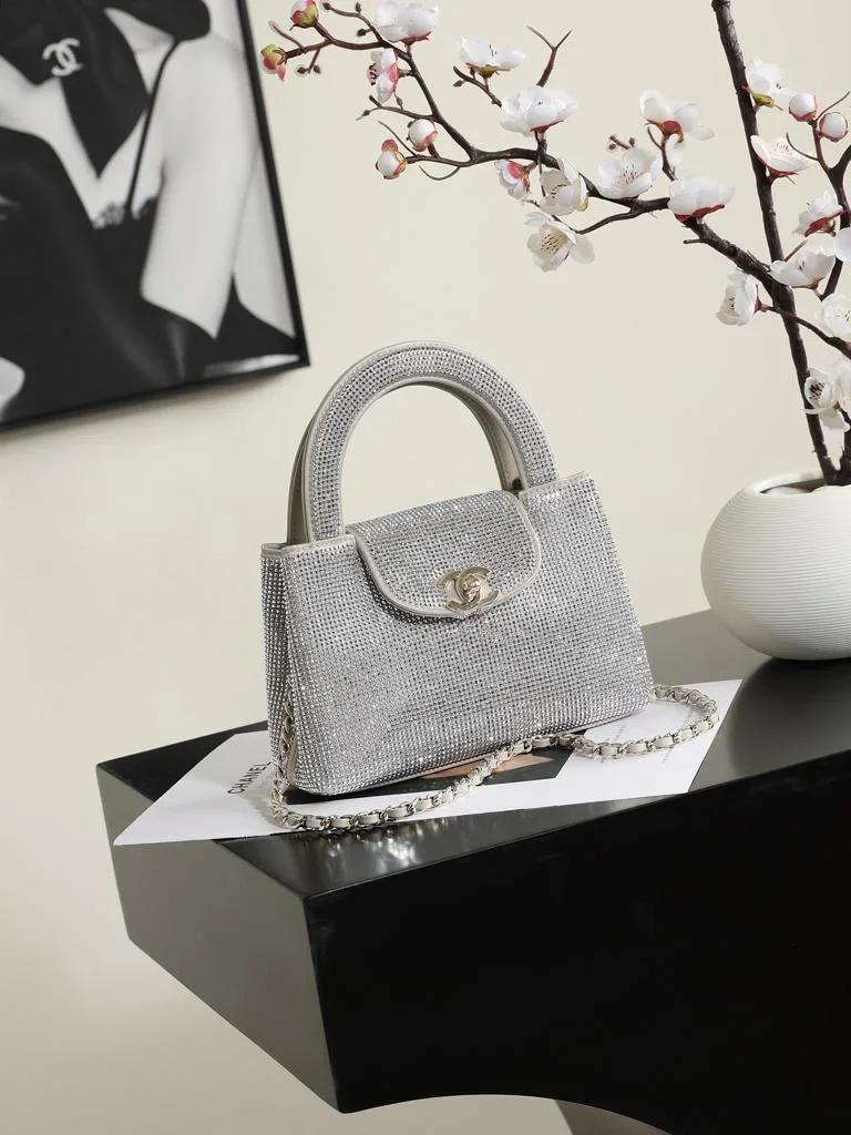 Chanel Mini Tote in Silvery Strass Gold Hardware product view 9