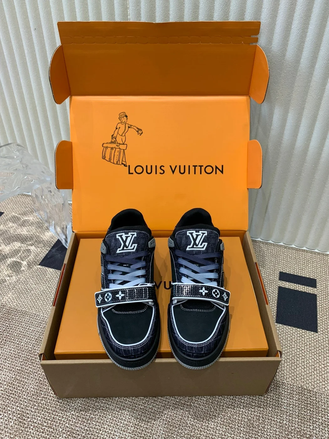 Louis Vuitton Women Black Fabric Sneakers product view 1