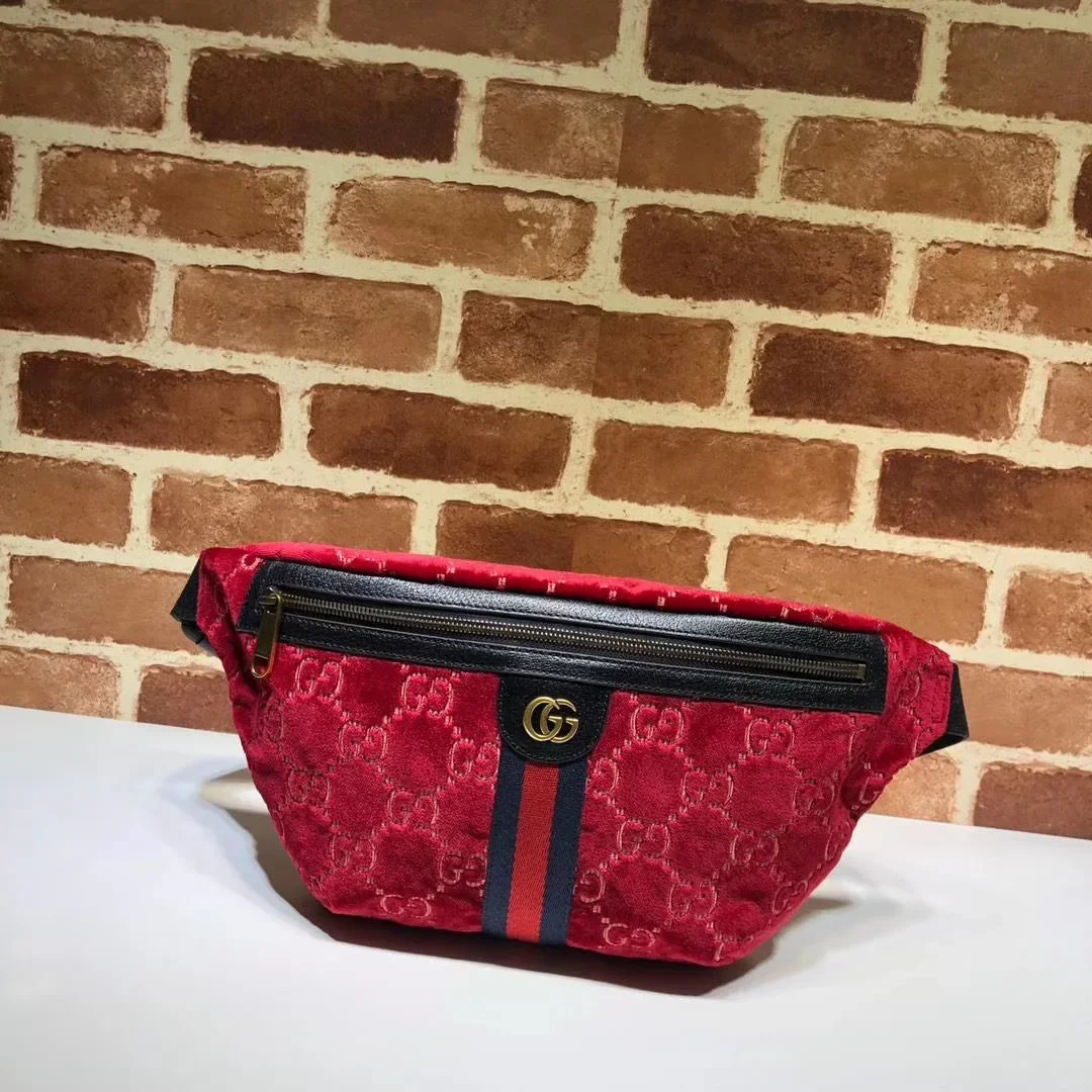 Gucci Belt Bag GG Velvet Blue in Velvet with Brass-tone product view 2