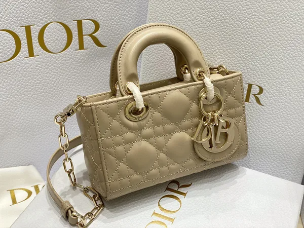 Dior Branded Women’s Handbag D-Joy Mini Bag Beige 16.5x6x10cm product view 5
