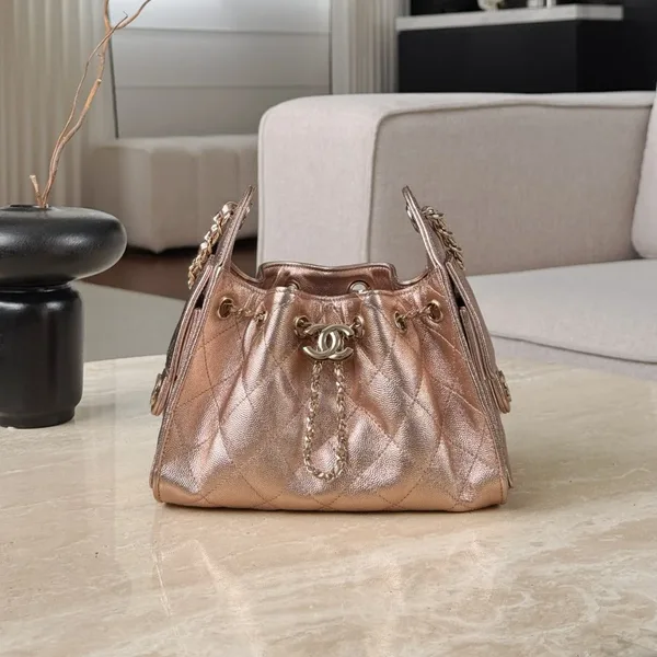 Chanel 25 Bag Mini Rose Gold Caviar Leather product view 1