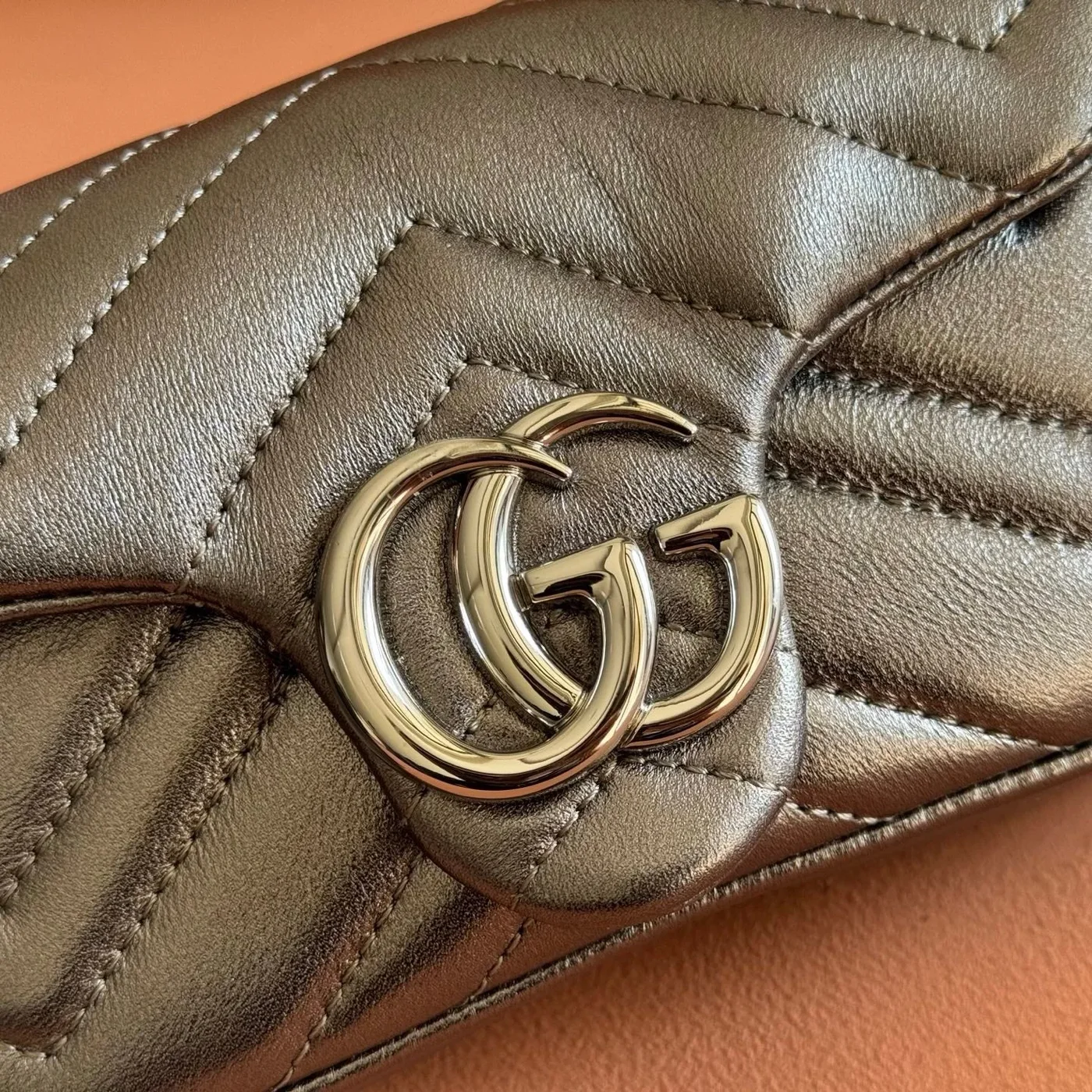 Gucci GG Marmont Bag 16 In Warm Gray Brown Lambskin product view 4