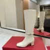 Valentino Women White Leather Knee High Boots — Plain Shaft product view 5