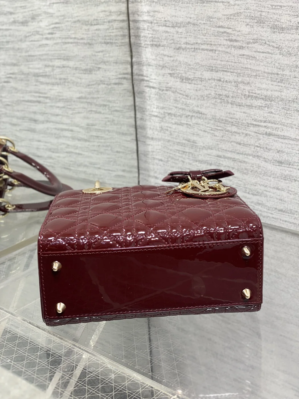 Dior Lady Dior Burgundy Gold Hardware Bag product view 6