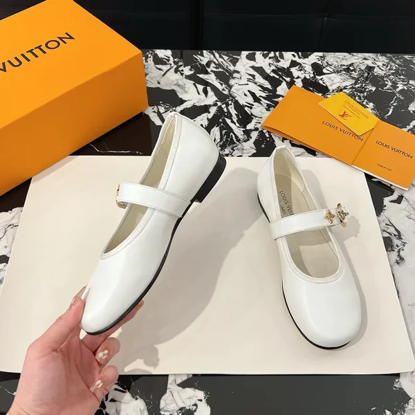 Louis Vuitton Women White Leather Mary Jane Loafers product view 6