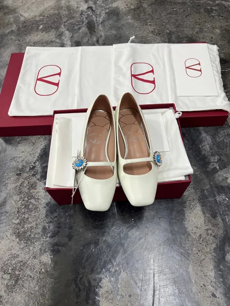 Valentino Women White Leather Embellished Flats product photo