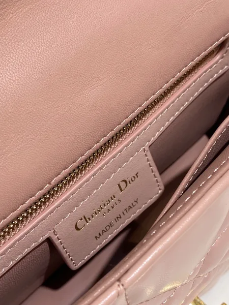 Dior Pink Plaid Women’s Handbag with Gold Lock 25 cm product view 3