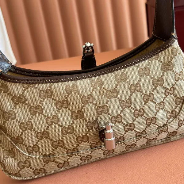 Gucci 25S Jackie Monogram 27 cm In Light Brown Canvas And Calfskin Bag product view 6