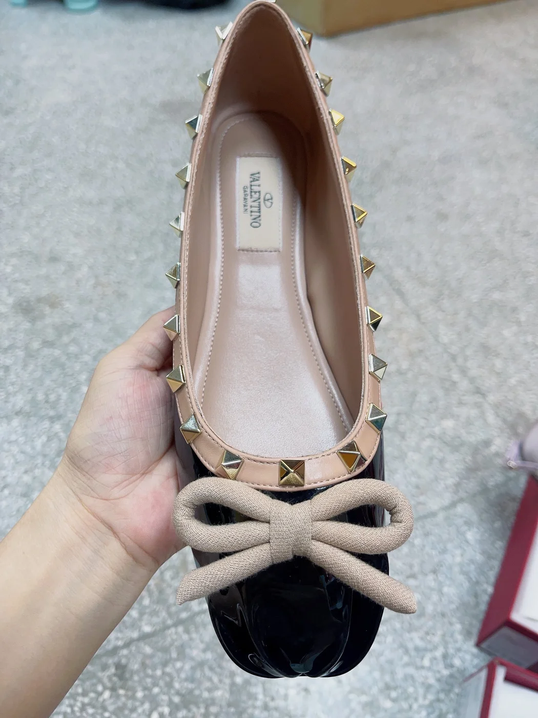 Valentino Women Black Patent Leather Studded Flats product view 5