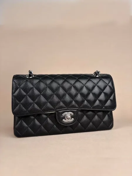 Chanel Classic Flap Medium 25 Black Silver Hardware Bag product view 1