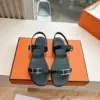 Hermès Women Black Leather Sandals product view 1