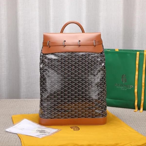 Goyard Black Goyardine Brown Leather Steamer Bag product view 1